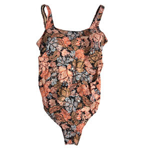 NWT A Pea In The Pod One Piece Swimsuit, Earthy Florals, Squared Neck, Sz M